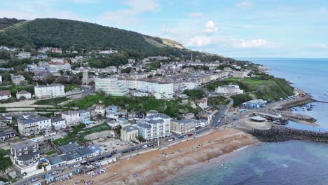 Ventnor-Isle-Of-Wight,-Vereinigtes-Königreich-Drohne,-Luftaufnahme-Aus-Hohem-Winkel