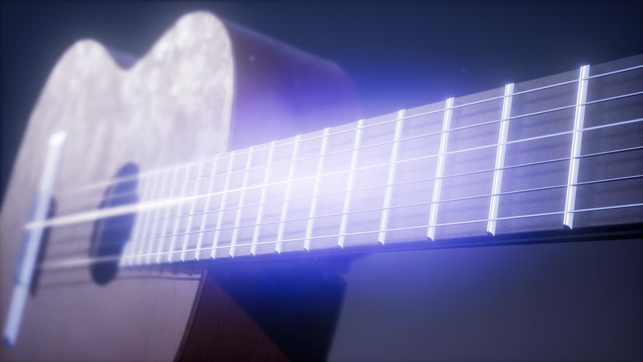 guitarra clásica sobre un fondo azul