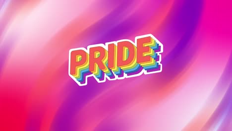 animación de texto y formas de orgullo sobre un fondo colorido