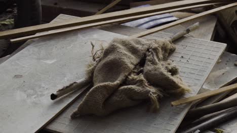 dusty construction materials piled on top of each other