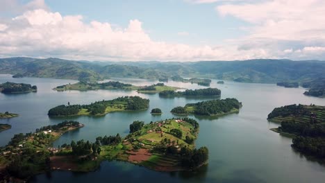 lake bunyonyi with lush green islands in uganda, east africa