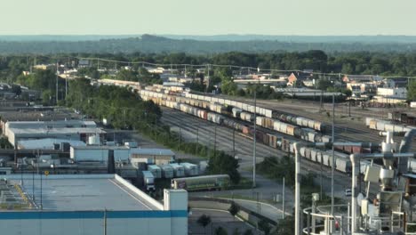 a large rail terminal in nashville, showcasing urban freight logistics