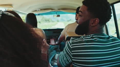 travel, van and man singing
