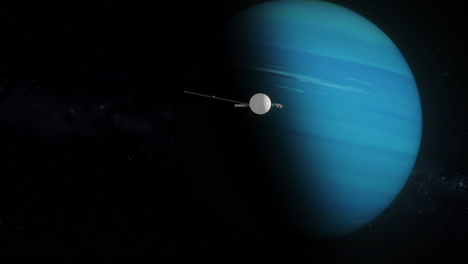 voyager 1 heading away from planet uranus after flyby to collect photos and scientific data 4k