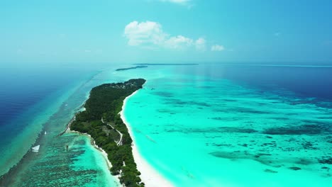 Aerial-seascape-with-small-islands,-Baa-atoll-Maldives