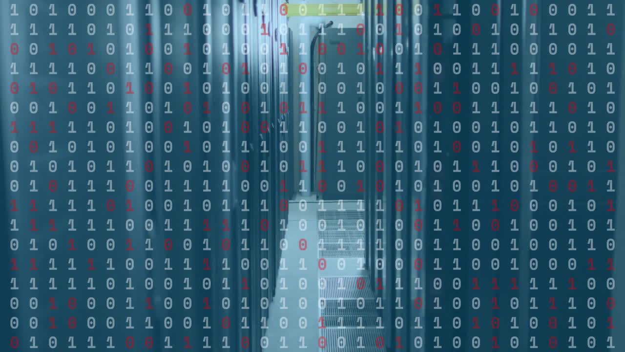 animación del procesamiento de datos en la sala de servidores