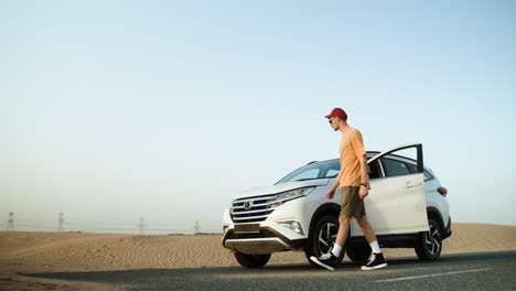 broken down car in the desert