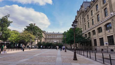 a sunny day in a parisian square