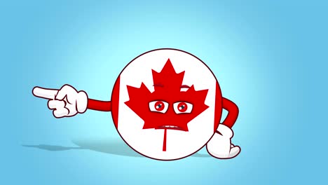 icono de dibujos animados bandera de canada desafortunado puntero izquierdo con animación de cara con alfa mate