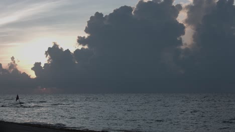 stormy clouds over sea at twilight. lockdown shot