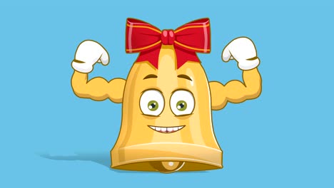 cartoon christmas bell power muscle with face animation alpha matte