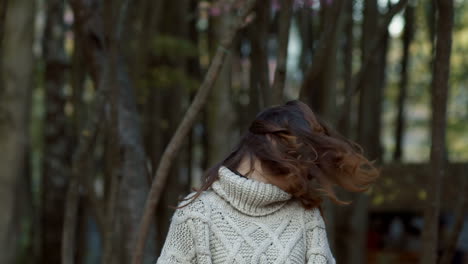beauty romantic girl outdoors enjoying nature. portrait of young fashion woman outdoor on autumn background