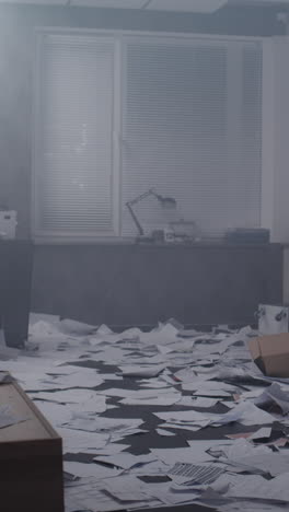 messy office scene with scattered documents