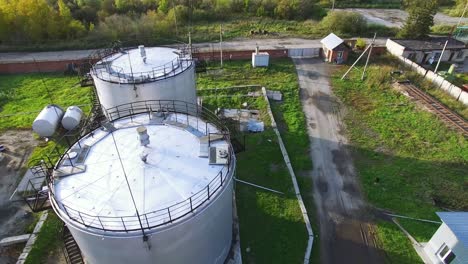 oil refinery tanks aerial view