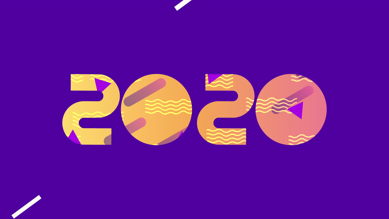 colores y figuras geométricas animación con el año 2020