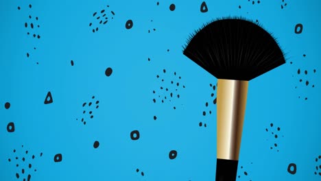 Animation-of-make-up-brush-on-blue-background