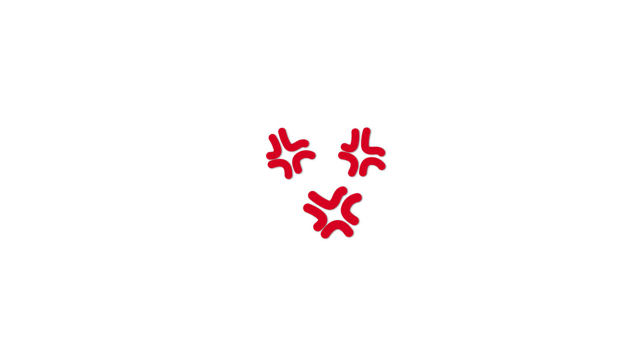 Animované červené symboly vzteku na bílém pozadí