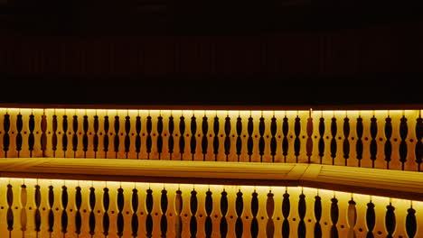 wooden sauna bench with warm lighting
