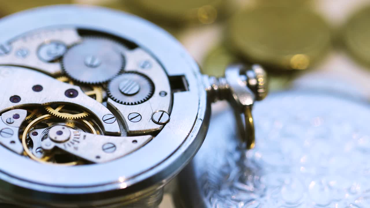 reloj de época engranajes movimiento macro