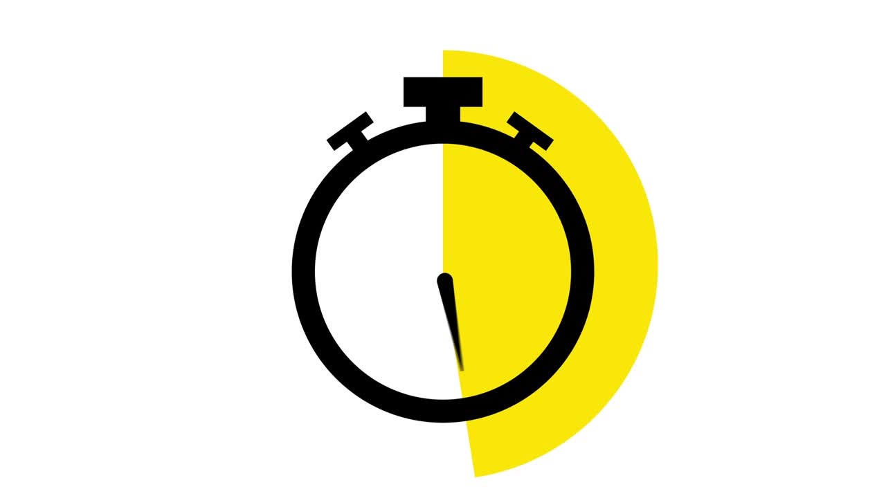 Stopwatch flat animation icon design moving arrows on white background.