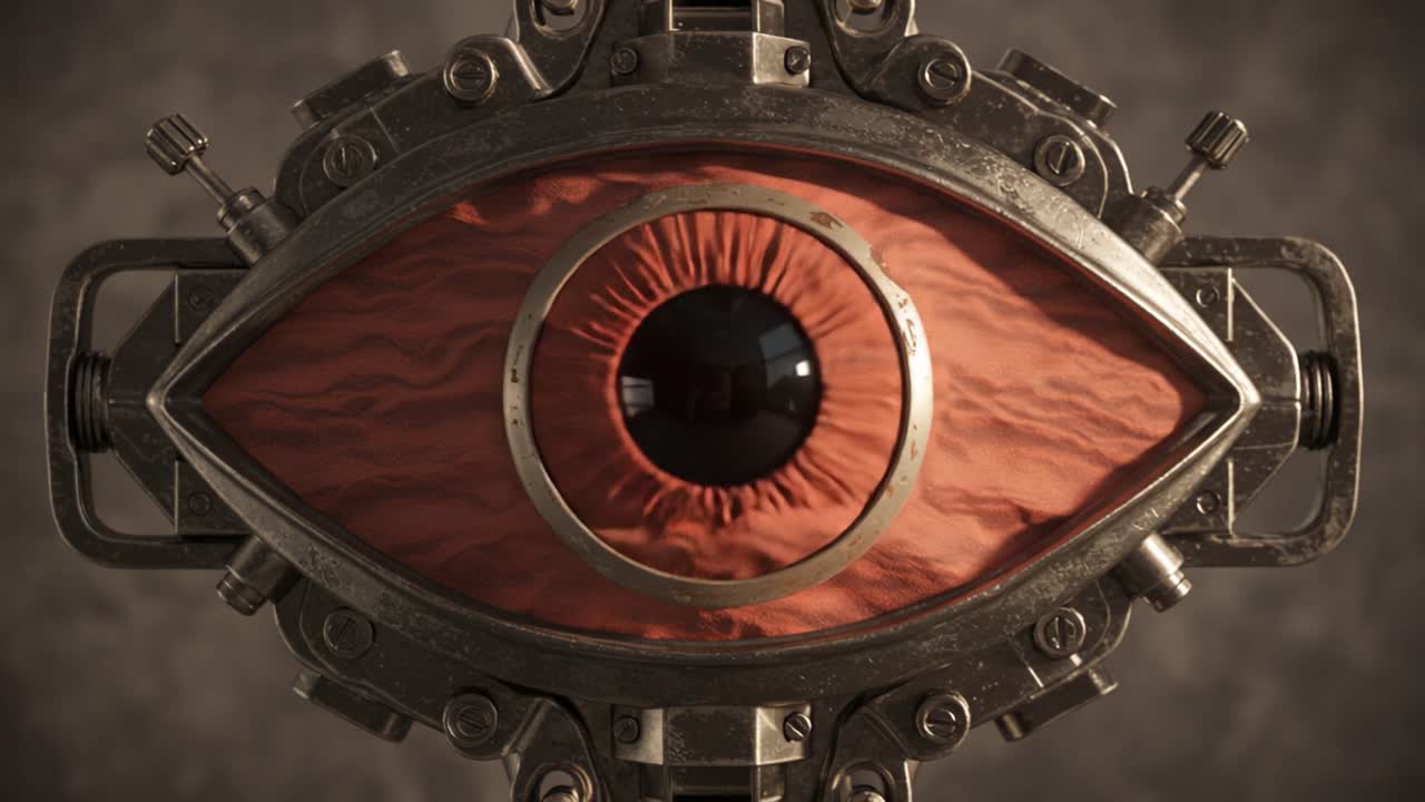 Intricate Mechanical Eye Design Showcasing a Stunning Blend of Organic and Industrial Elements with a Realistic Texture and Depth Highlighting Its Unique Features
