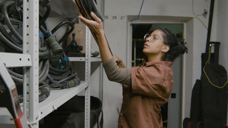 woman picking materials for her project