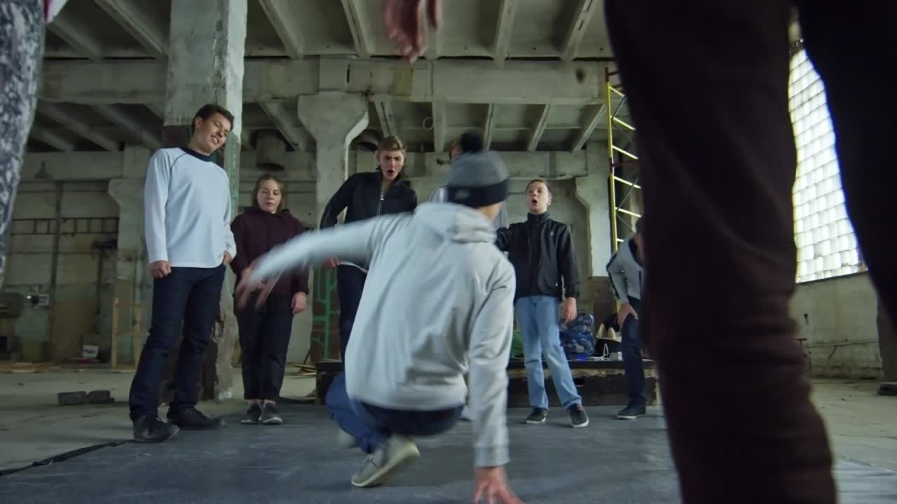Boy Breakdancing For Friends