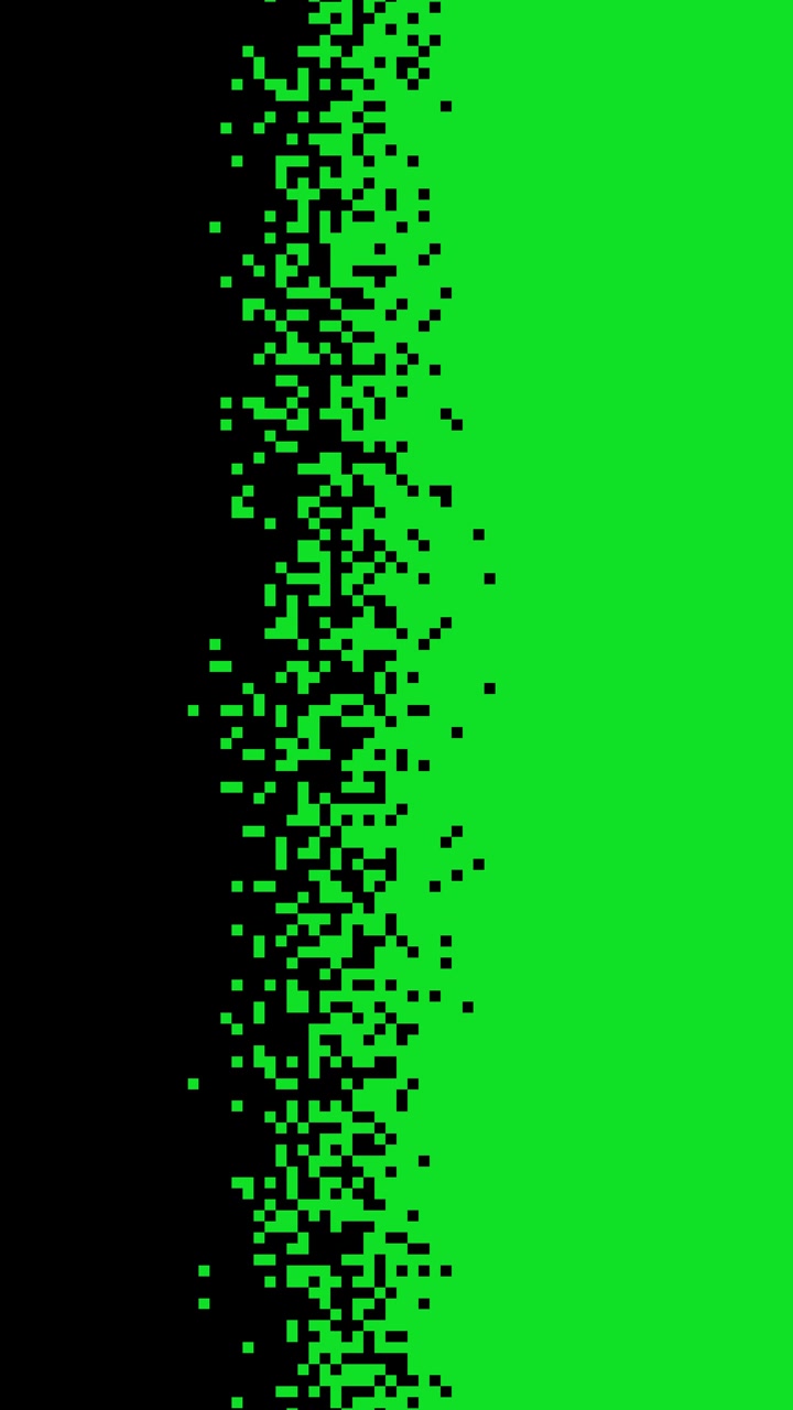 Digital Pixel Transition Effect from Green to Black