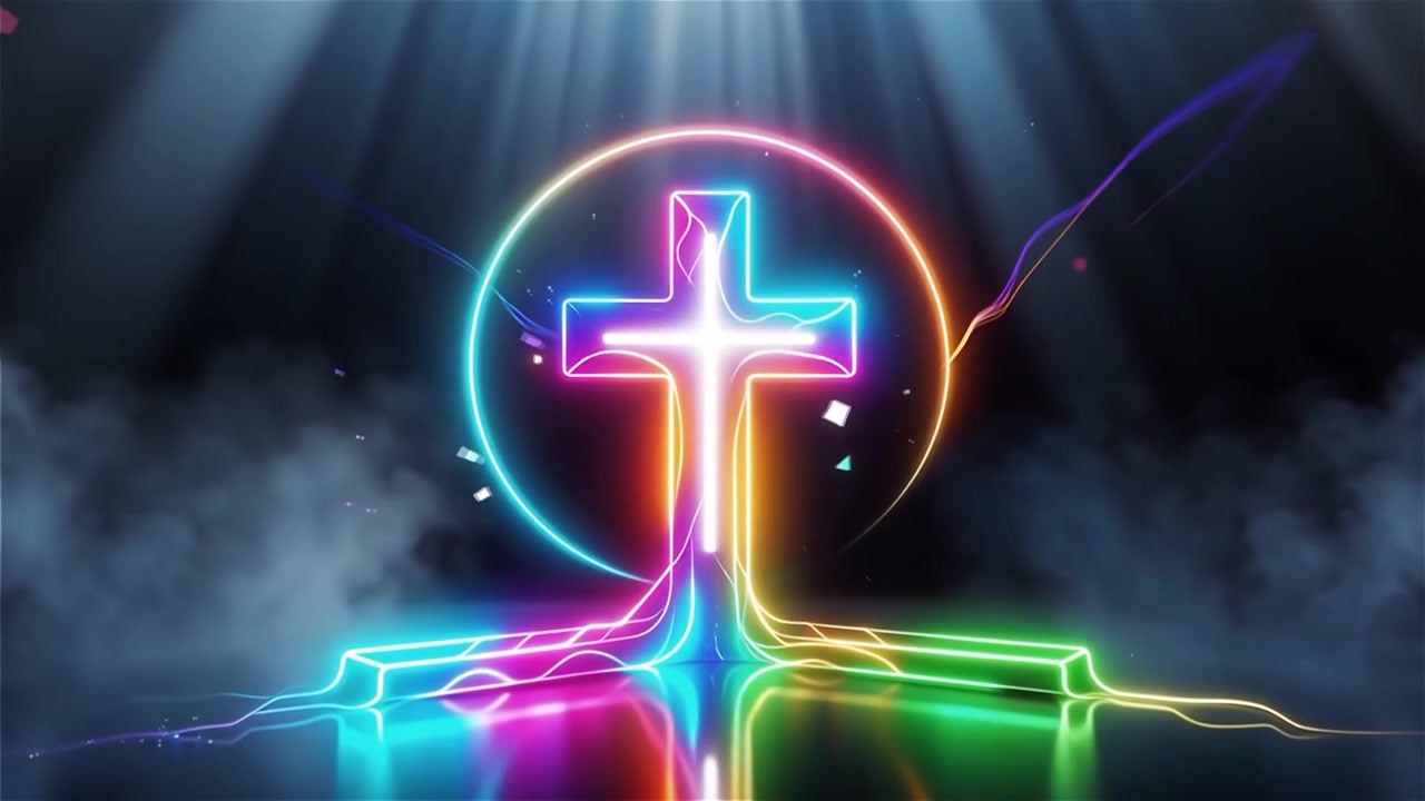 Croce Cristiana Luce Celestiale Sfondo per il Culto.