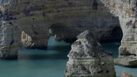 beautiful rocky coastline in the south of the portuguese algarve region