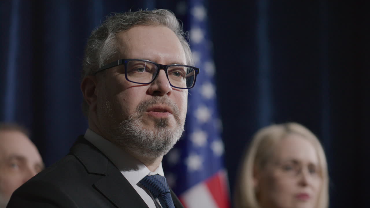 Politician Addressing Audience during Presidential Debate