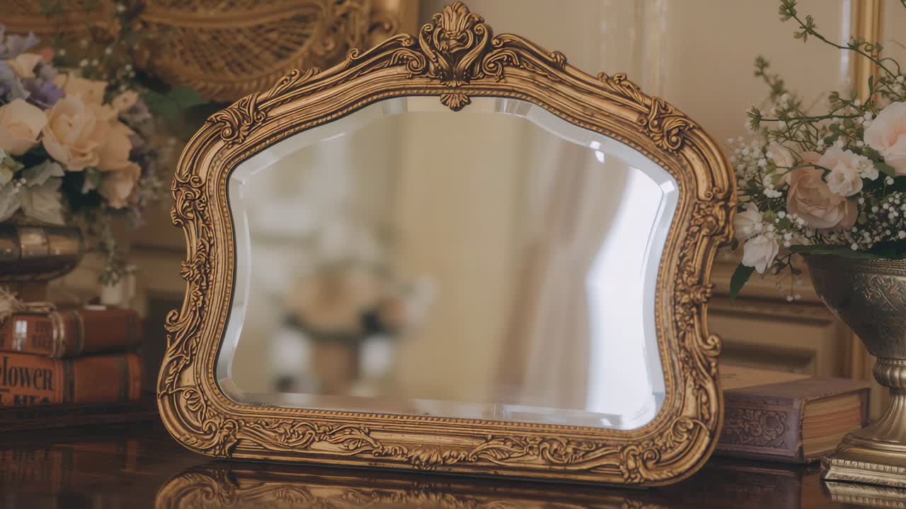 Entering reflection, man wearing jacket raising DSLR at dressing table mirror preparing to shoot