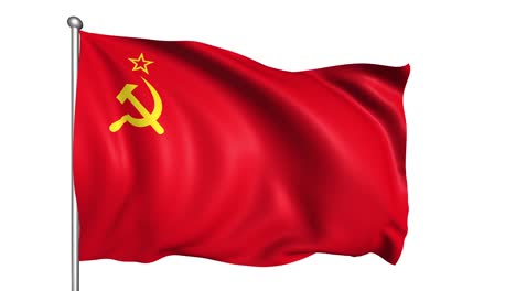 flag of the soviet union with fabric structure in the wind (alpha channel, loopable)