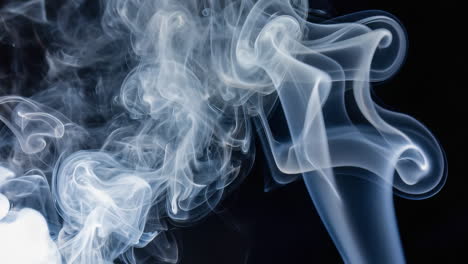 slow-motion loop of soft white smoke swirling gracefully on a pure black background. fine detail and premium lighting. versatile luxury backdrop
