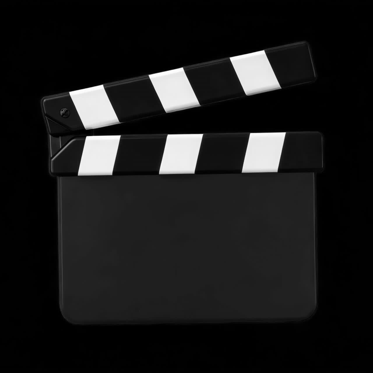 Colorful cinematic clapperboard icon animation isolated asset, transparent 4K video, alpha channel