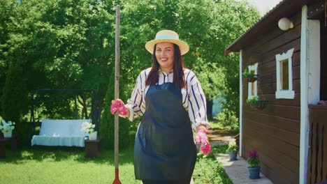 woman gardening in the backyard