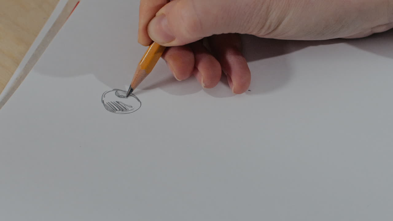 Person Drawing a Sketch with a Pencil