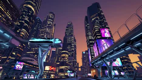 ciudad cyberpunk futurista por la noche