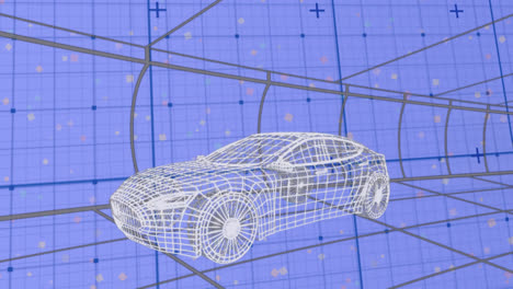 animation of 3d car drawing driving over grid