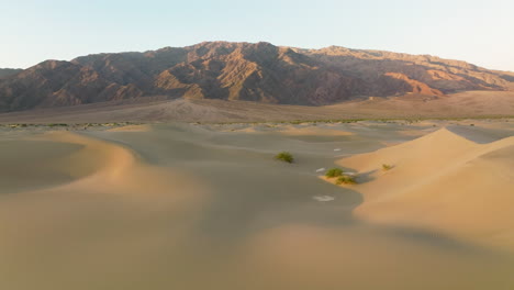 sand dunes in desert at sunrise in death valley, california, usa - aerial drone shot