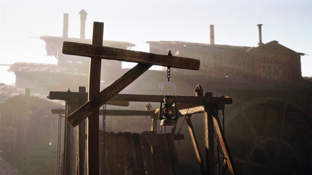 녹슬은 램프가 있는 버려진 공장