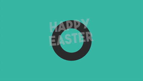 happy easter text with ring on fashion green gradient