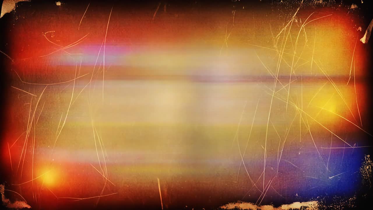 Effetto pellicola vintage dinamico con perdite di luce colorate e graffi
