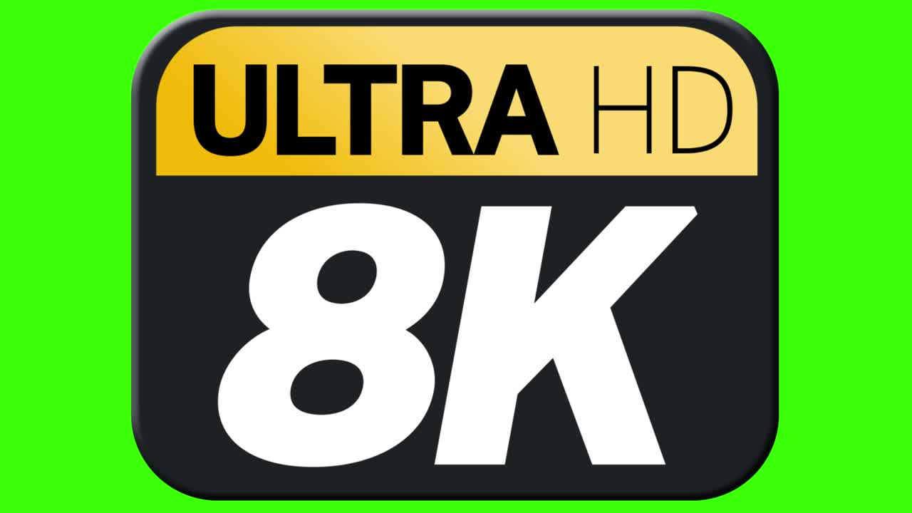 logotipo fullhd logotipo 4k logotipo 8k iconos en estilo plano simple con un barrido ligero en pantalla verde logotipo de video o resolución de pantalla