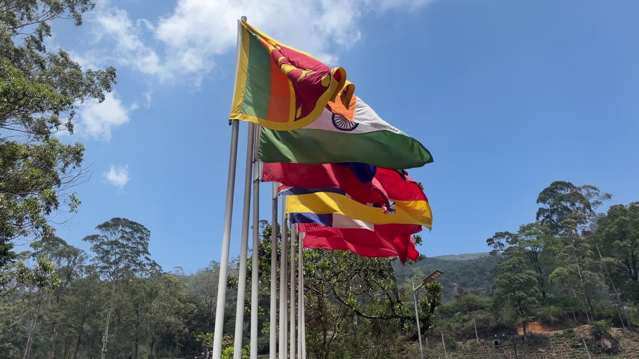 Sri Lanka Flags Waving in Wind National Symbol Outdoors
