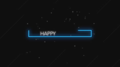 bandera de cumpleaños azul neón en fondo negro