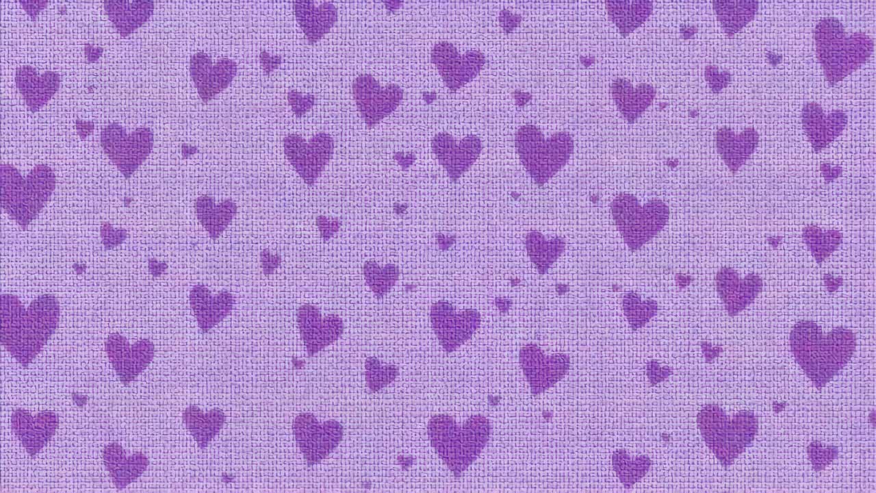 Panning camera drifting right and widening view to reveal repeating dark purple heart pattern