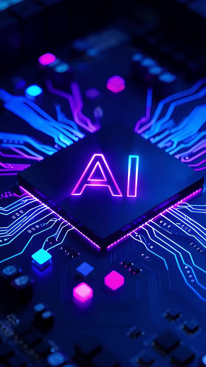 Futuristische KI-Chip-Motherboard-Technologie Hintergrund 4K
