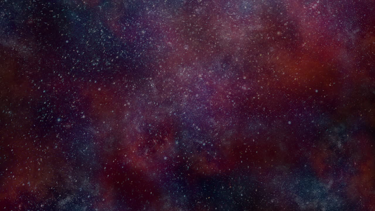 Una splendida immagine dello spazio profondo che mette in mostra uno sfondo cosmico ricco di stelle e nebulose nelle tonalità del rosso, viola, blu e bianco, creando una vista celestiale incantevole
