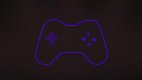 el contorno del controlador de juego de neon púrpura animado que brilla sobre un fondo oscuro